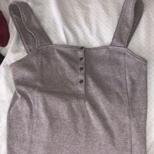 COPY - gray button cropped tank top